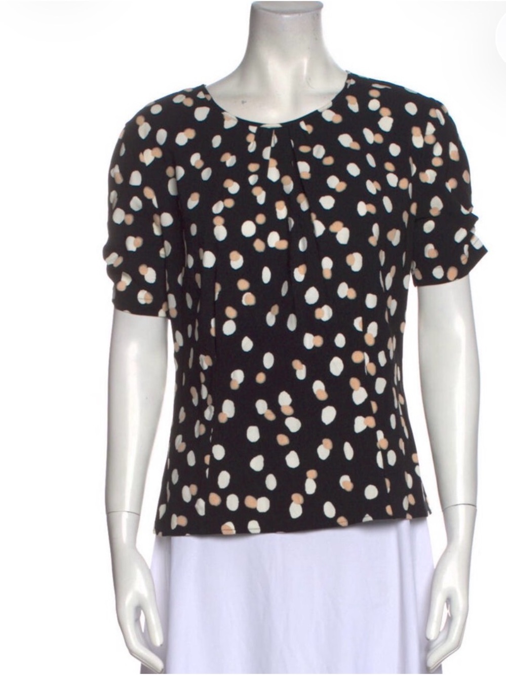 Altuzarra Black Short-Sleeve Blouse with White & Tan Spots